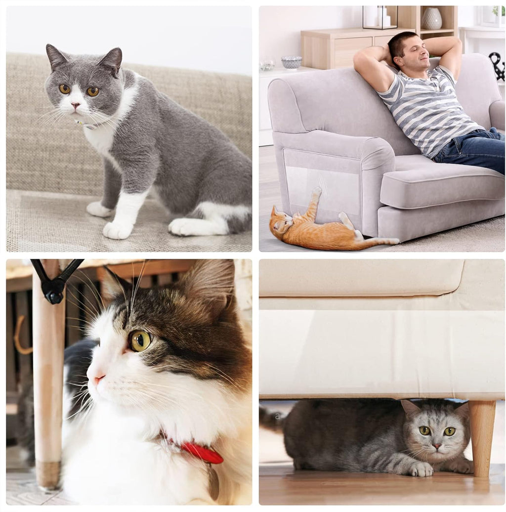 anti Cat Scratch Tape, 4 Inches X 30 Yards Transparent Clear Double Sided Cat Training Tape, Scratch Deterrent for Furniture, Couch Protector