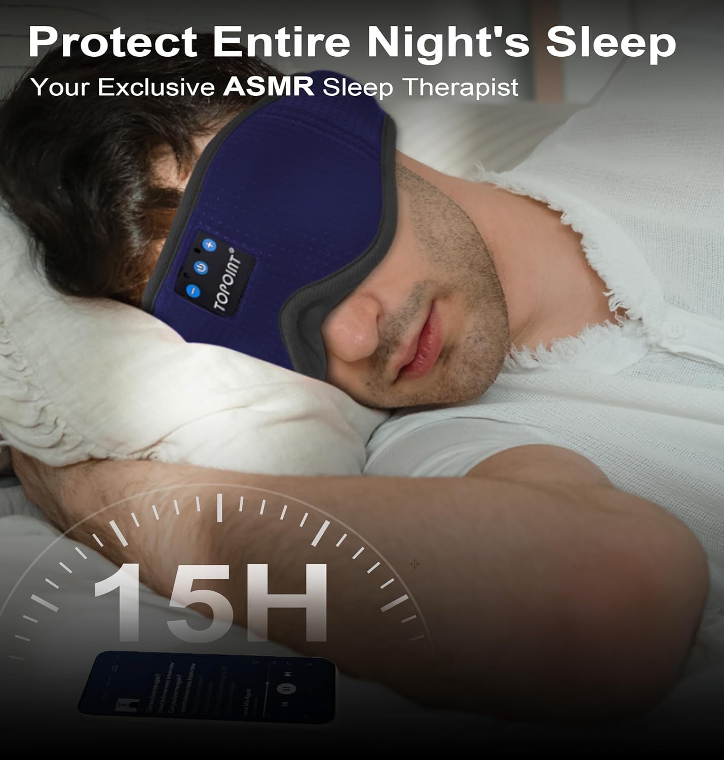 Sleep Mask with Headphones Bluetooth 5.4,  3D Eye Mask Blackout Breath Silk for Side Sleepers Women Men, Sleep Headphones Earphones HD Speaker Microphone for Travel Meditation Gift, CPAP Users
