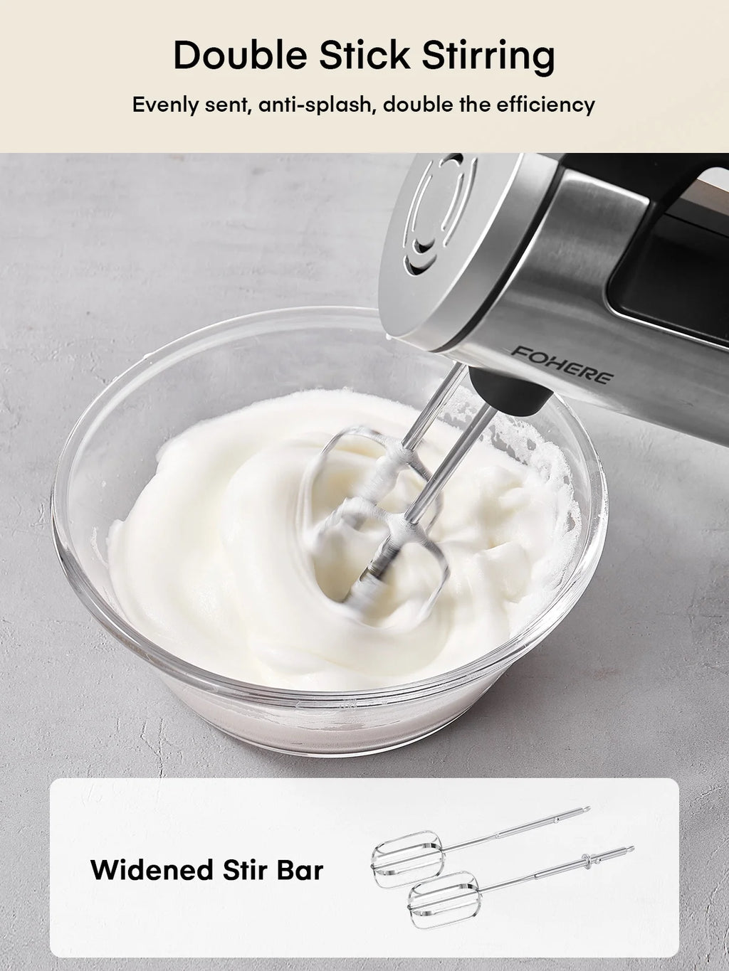 Hand Mixer Electric 6 Speed 300W Turbo Kitchen Handheld Mixer Self-Control Speed Stainless Steel for Easy Whipping Dough, Cream, Cake