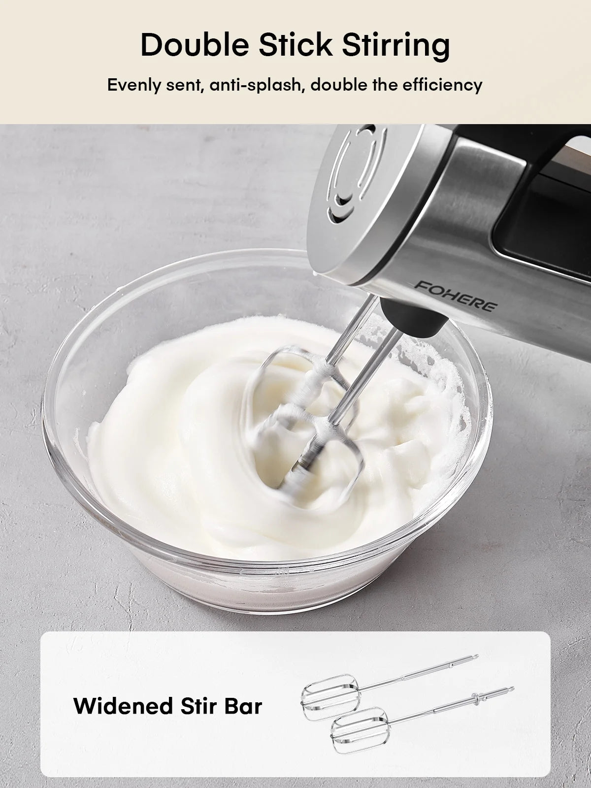 Hand Mixer Electric 6 Speed 300W Turbo Kitchen Handheld Mixer Self-Control Speed Stainless Steel for Easy Whipping Dough, Cream, Cake