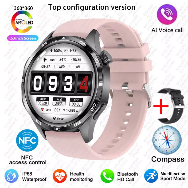 2026 New Smart Watch Men Watch 5 Pro AMOLED HD Screen Bluetooth Call GPS Trajectory NFC Heart Rate Compass Smartwatches