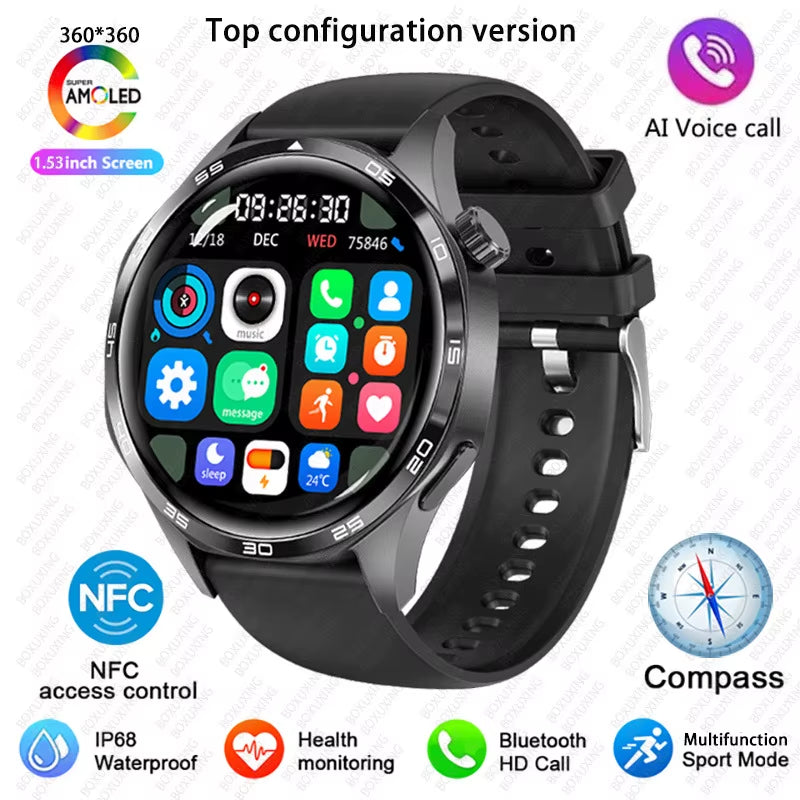 2026 New Smart Watch Men Watch 5 Pro AMOLED HD Screen Bluetooth Call GPS Trajectory NFC Heart Rate Compass Smartwatches