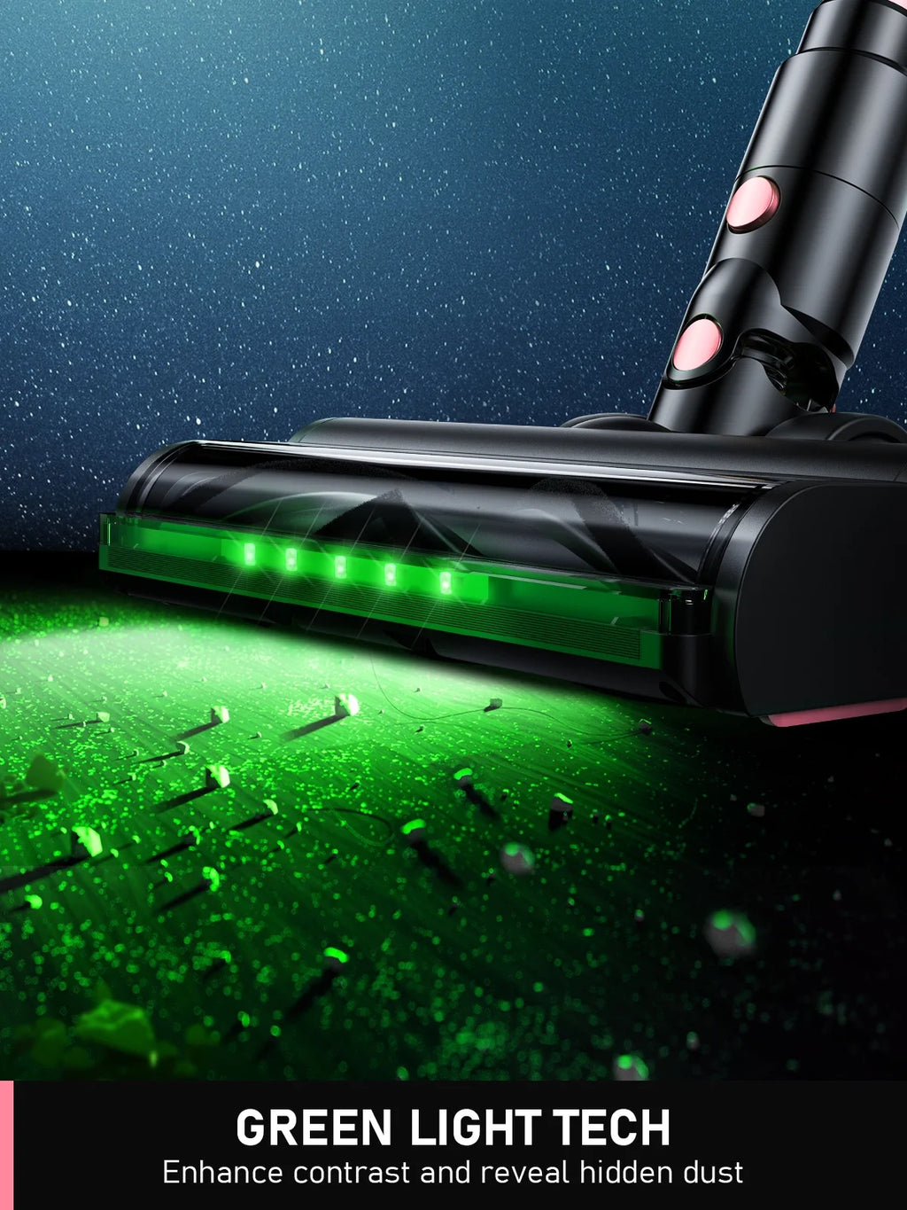 Cordless Vacuum Cleaner, 33Kpa 8 in 1 Lightweight Stick Vacuum, Anti-Tangle Brush with Green Light, 40Mins Runtime Rechargeable Vacuums for Hardwood Floor, Carpet, Pet Hair, Pink