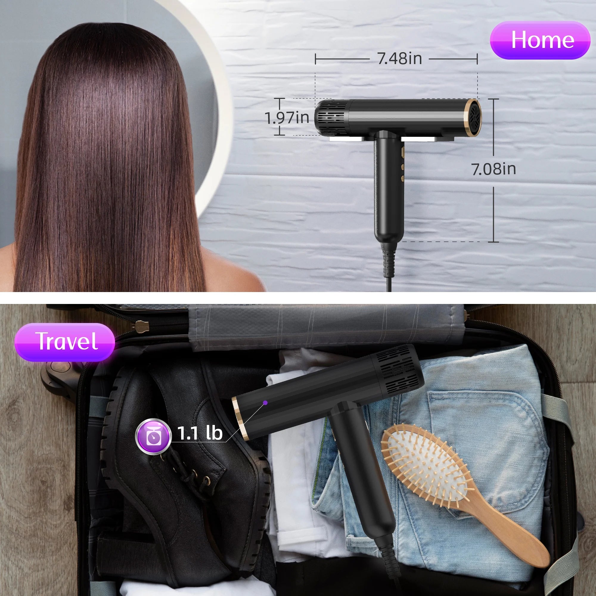 Ionic Hair Dryer, High Speed 110000RPM Blow Dryer, Hair Blow Dryer with Diffuser for Women