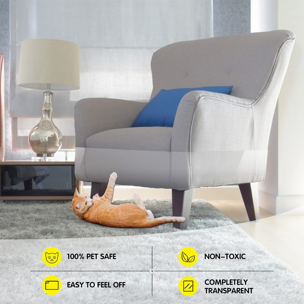 anti Cat Scratch Tape, 4 Inches X 30 Yards Transparent Clear Double Sided Cat Training Tape, Scratch Deterrent for Furniture, Couch Protector