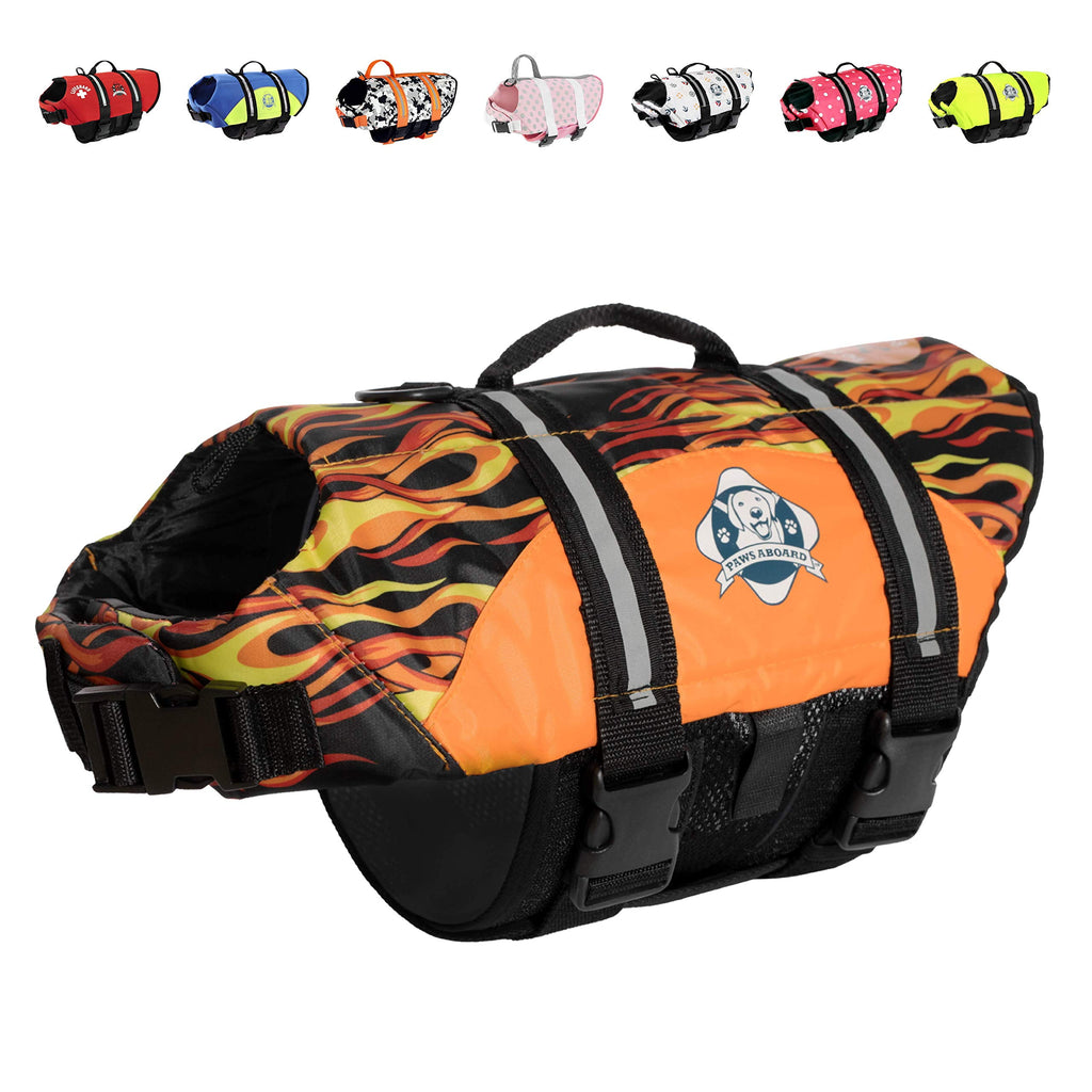 New Doggy Life Jacket-Nylon  F1600 XL Weight 90 Ibs & up Orange Flame "Bad to the Bone"