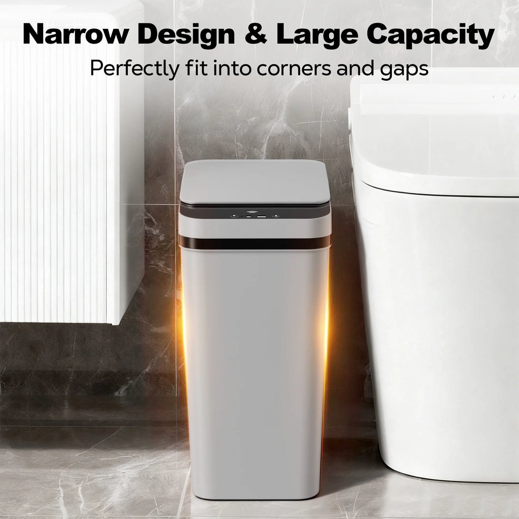3.5 Gallon Touchless Trash Can, 2-Pack Motion Sensor Waste Bin with Lid, Gray