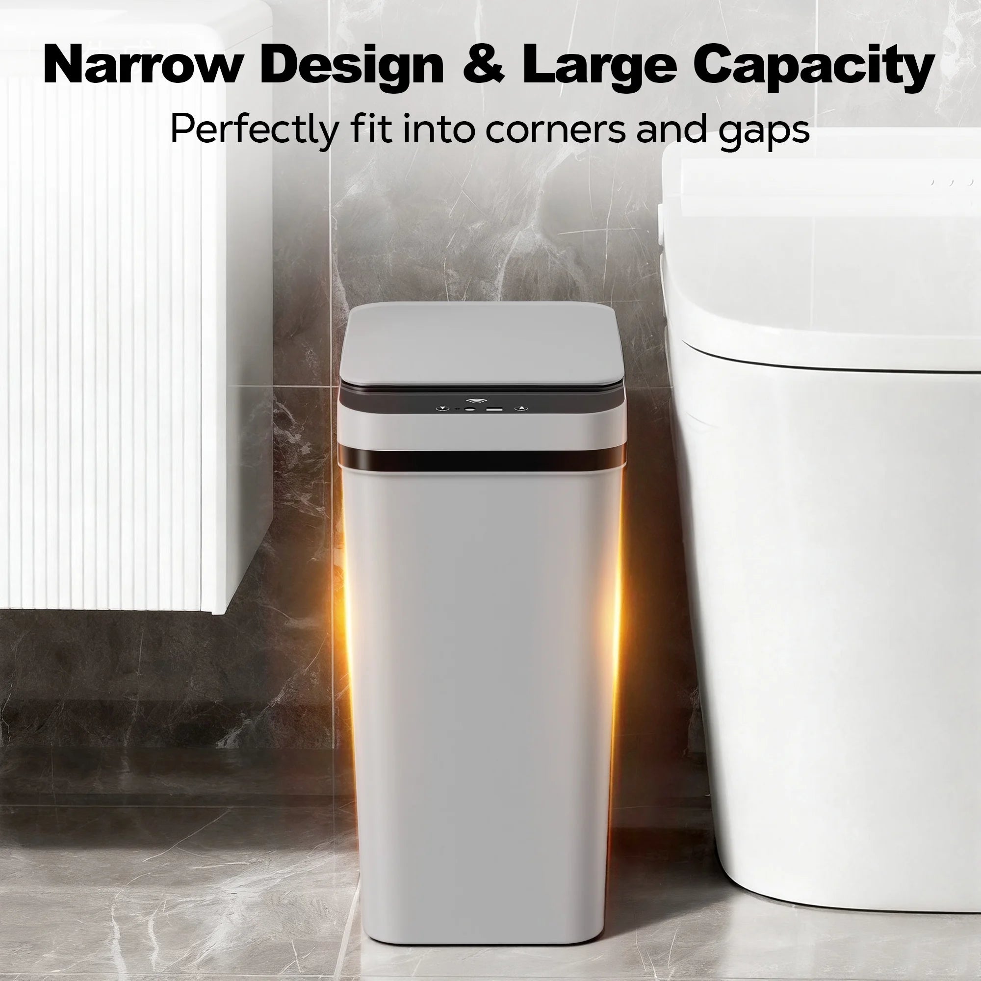 3.5 Gallon Touchless Trash Can, 2-Pack Motion Sensor Waste Bin with Lid, Gray