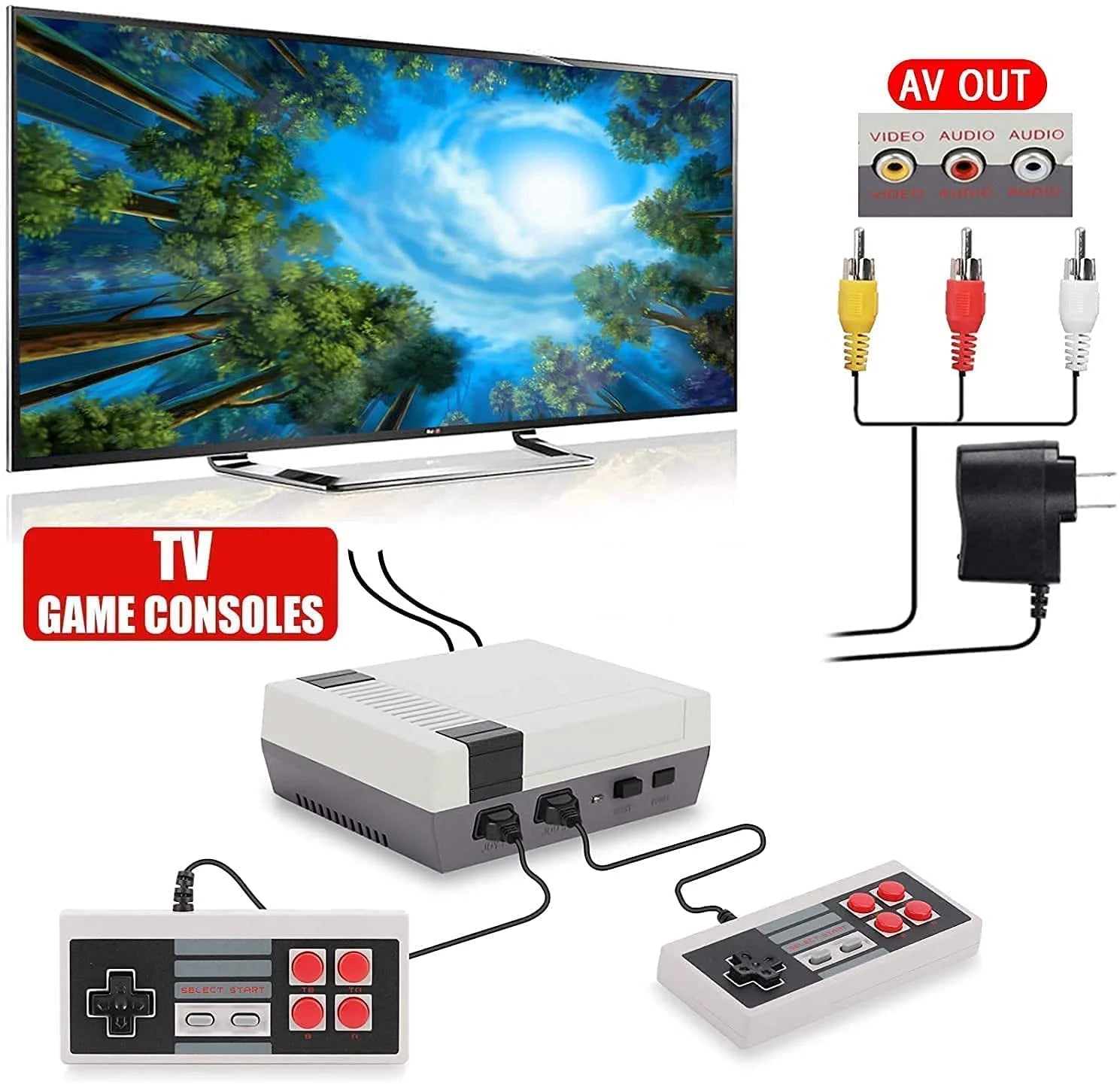 Mini Game Console with NES Dual Controllers, Gray