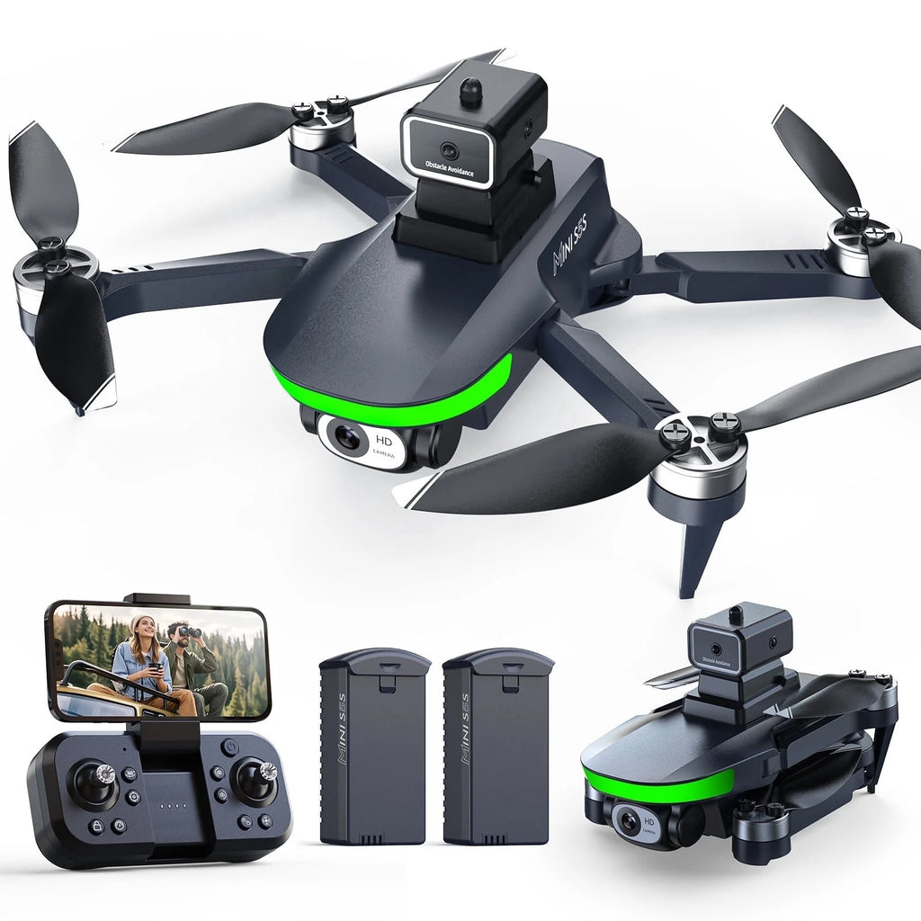 S5S Foldable Drones with Camera for Kids and Adults, Brushless Motor, 2 Batteries, Black