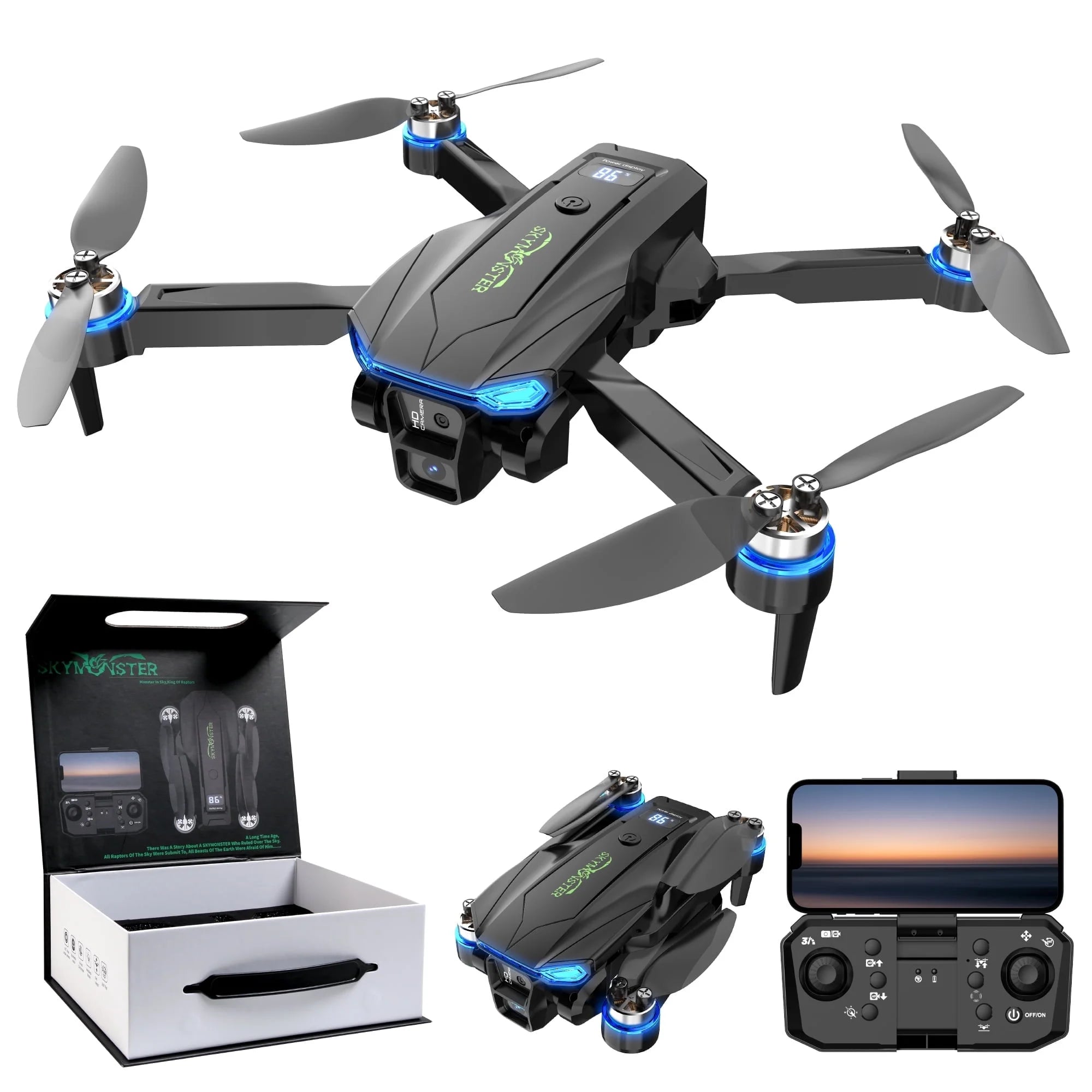 2.4G 4Ch Dual Camera, Remote Control Quadcopter ,High Definition Airplane ,Rc Drone Gifts Toys，3 Battery