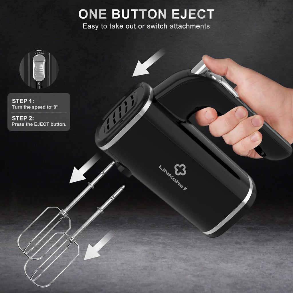 Hand Mixer, 450W Turbo Electric Handheld Mixer, 5 Speed Electric Mixers for Kitchen (Black)