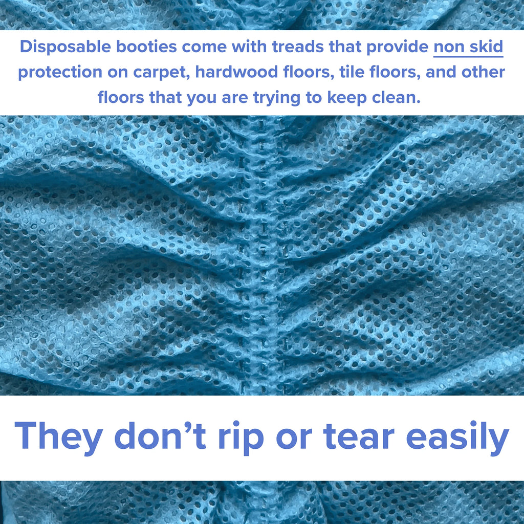 100 Pack Blue Large Disposable Shoe Covers