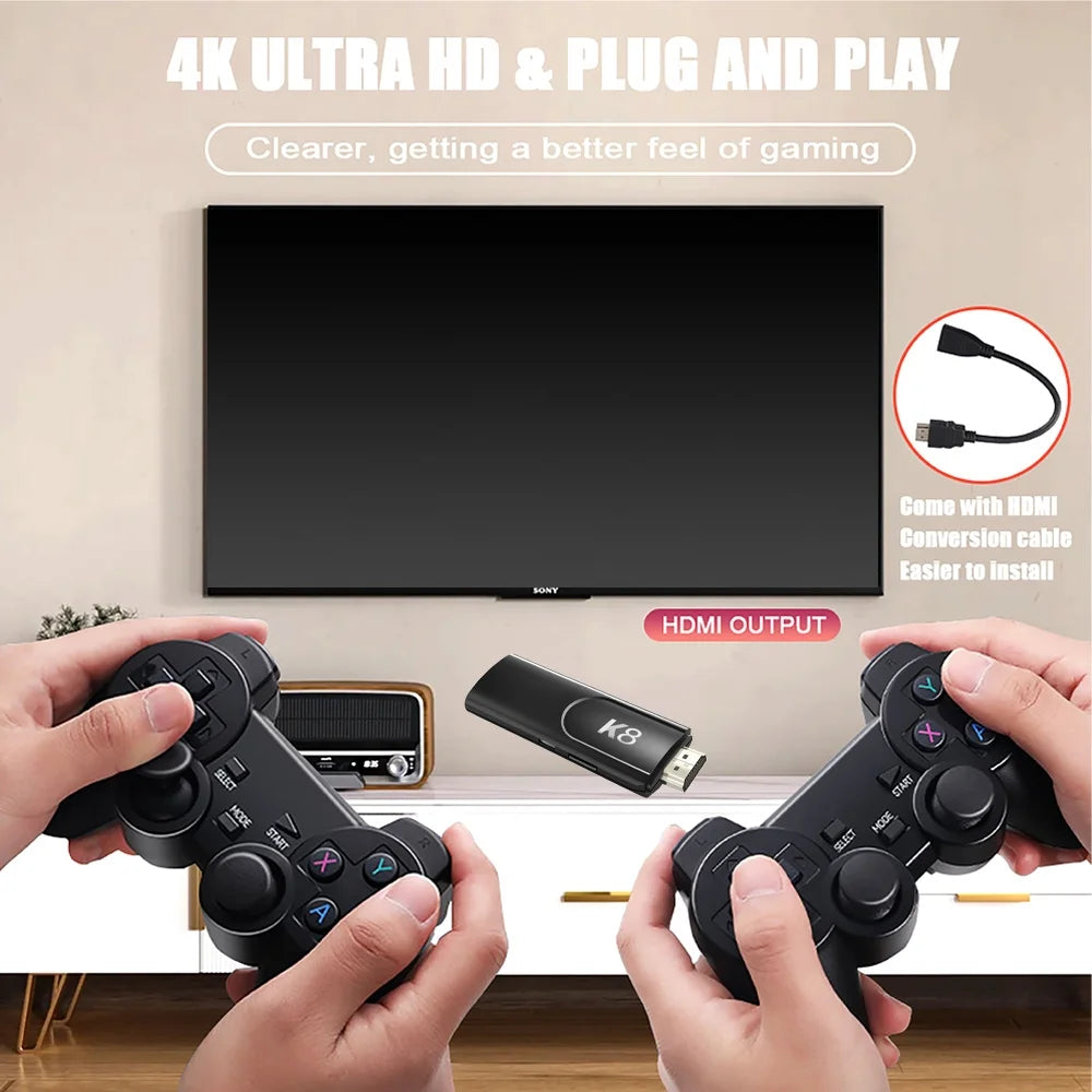 K8 2.4G Wireless Controllers External Retro Game Stick. 64G, Black