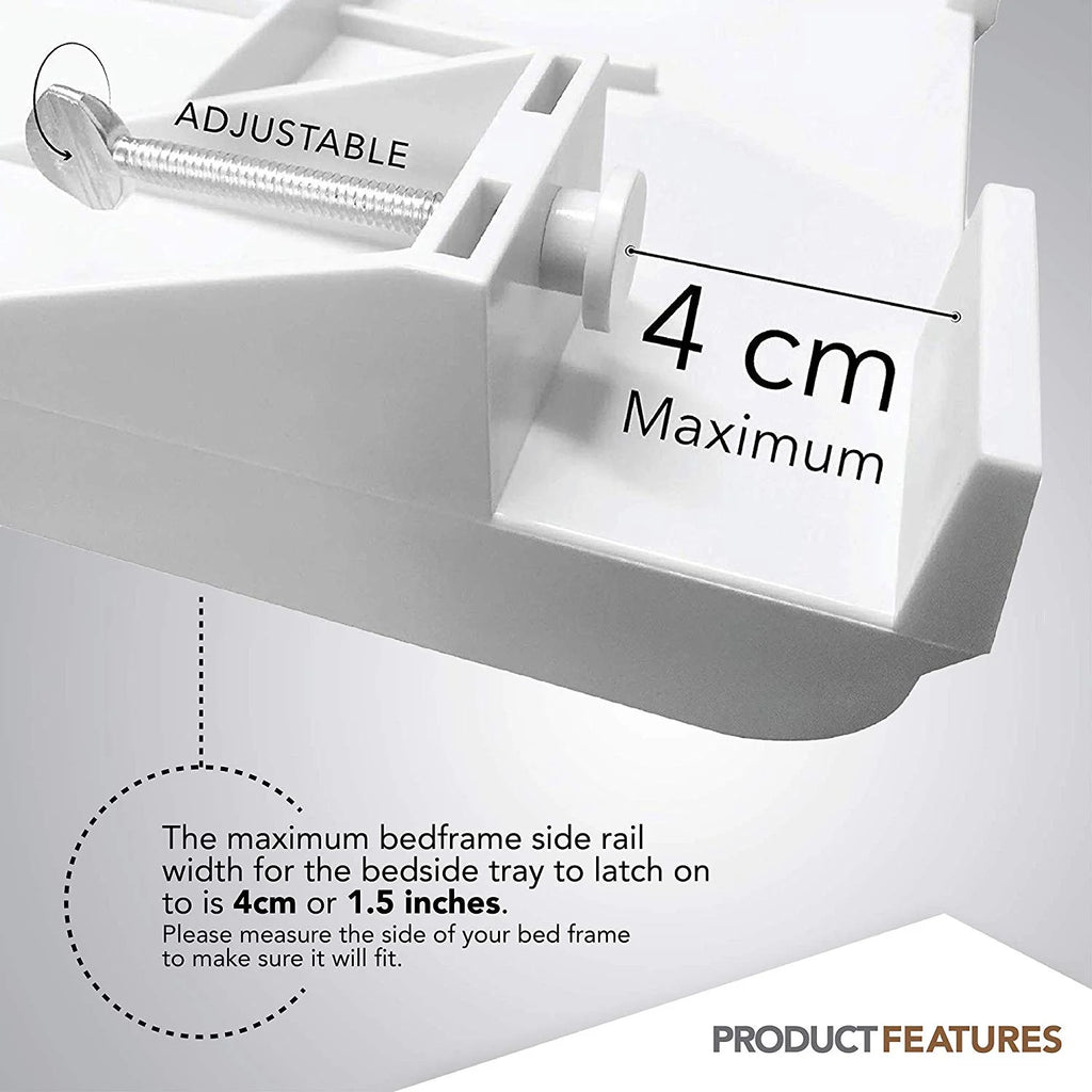 Bedside Shelf with Cup Holder & Cord Holder Nightstands, Plastic White