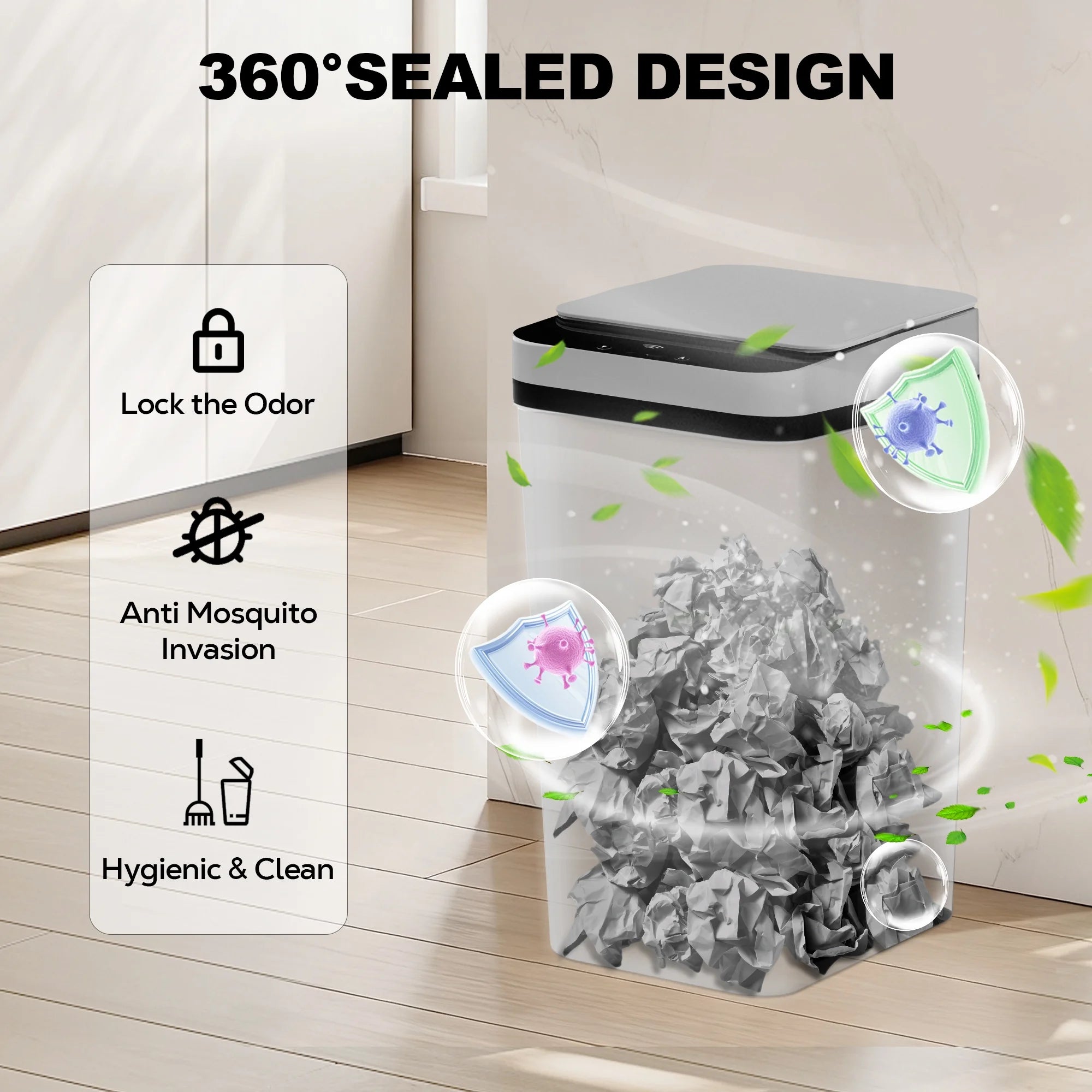 3.5 Gallon Touchless Trash Can, 2-Pack Motion Sensor Waste Bin with Lid, Gray