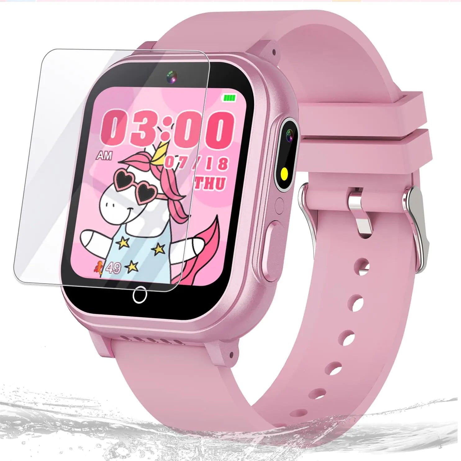 Kids Waterproof Smart Watch Gift for Girls Age 5-12 32 Games HD Touchscreen Kids Watch with Dual Camera Video Music Player Pedometer Flashlight 12/24 hr Toys Birthday Gifts for Girls Ages 6 7 8 9